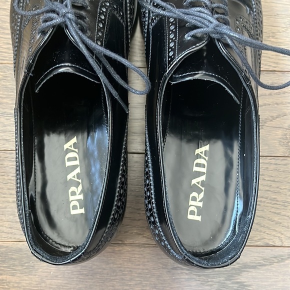 Prada Brushed Leather Oxford Shoes - Black - Picture 2 of 12